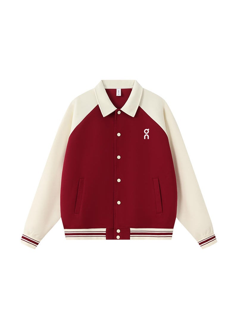 On Running Color-Block Lapel Varsity Baseball Jacket - Image 3