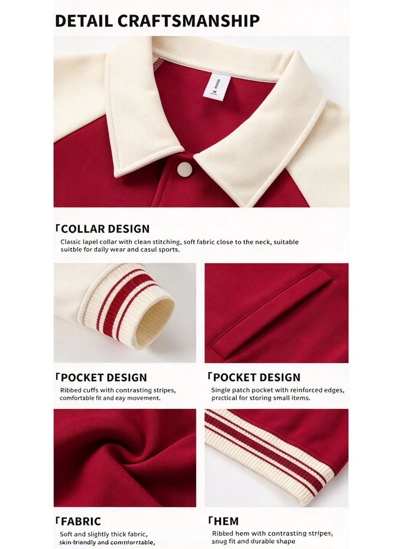 On Running Color-Block Lapel Varsity Baseball Jacket - Image 5