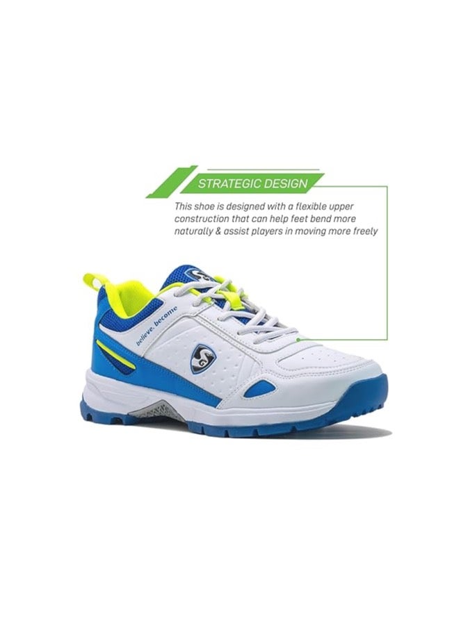 SG SG Club 6.0 Cricket Shoes, Designed to Elevate Your Game to New Heights Power, Precision, and Comfort White/Royal Blue/Lime No 9 - Image 3