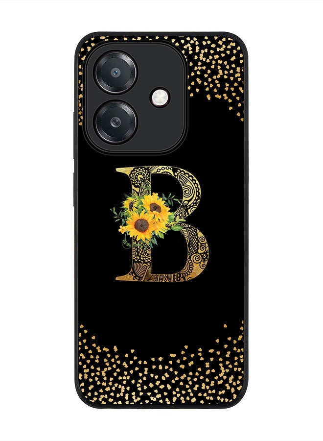 Stylizedd For Oppo A5i Case,Slim fit Camera Protection, Shockproof Thin Phone cover  - Custom Floral Monogram - B ( Black )