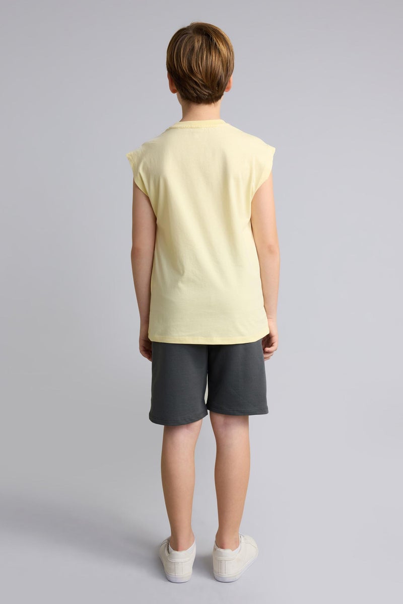 DeFacto Yellow Boy Boy Printed T-Shirt Shorts 2 Piece Set Casual - Image 5