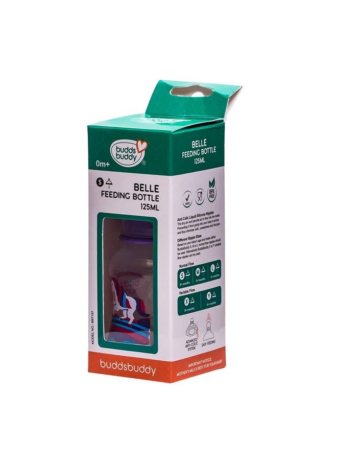 BuddsBuddy Belle Bpa Free Regular Neck Baby Feeding Bottle (Purple, 125 Ml)  - Image 3
