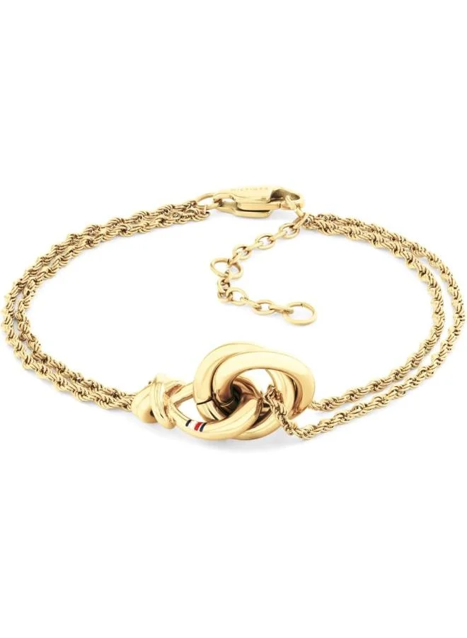 TOMMY HILFIGER Doble Chain Bracelet in Yellow Gold with a Nautical Knot