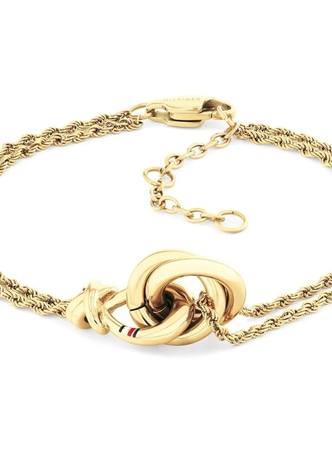 TOMMY HILFIGER Doble Chain Bracelet in Yellow Gold with a Nautical Knot