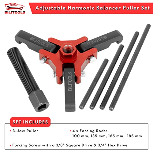 BILITOOLS Harmonic Balancer Puller Set, Adjustable 3-Jaw Puller for Removing Harmonic Damper Pulley Compatible with Chevy GM Chrysler ect. - Image 3