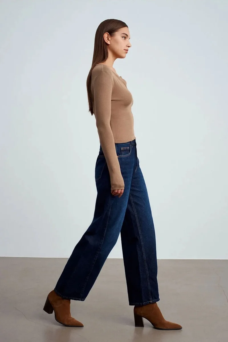 DILVIN Slim Fit Long Sleeve Jersey Blouse