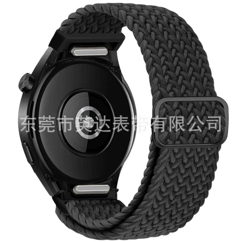 Adjustable Nylon Loop Strap Smartwatch Band Compatible with Samsung Galaxy Watch 4 with Fit Replacement Strap for Daily Wear in Black - Image 1