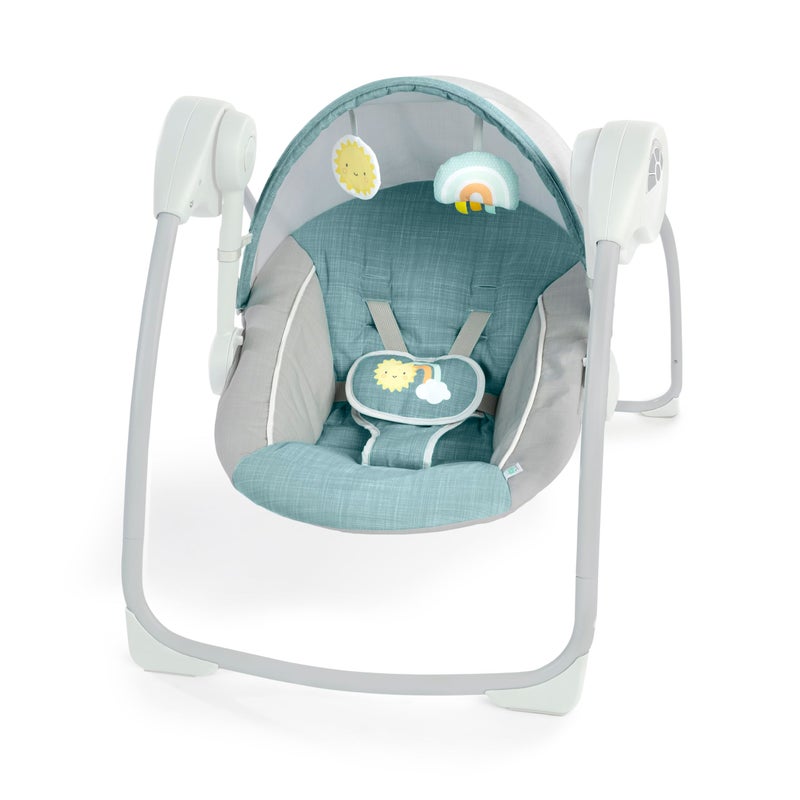 Ingenuity ity by Ingenuity Sun Valley Canopy Portable Swing Canopy 2 Toys 2Position Seat Recline Unisex for Ages 09 Months Grey