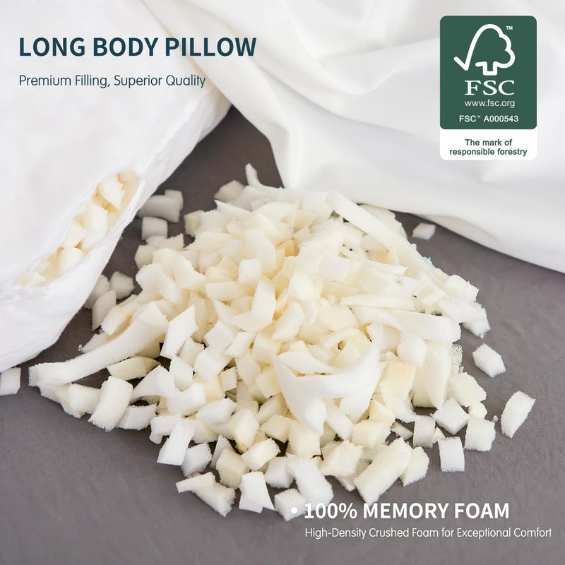 SyMax 7.8"x60" Body Pillow for Queen Bed, Long Round Body Pillow for Adults, Memory Foam Bolster w/Removable Velvet Cover, Headboard Gap Filler Pillow, White - Image 4