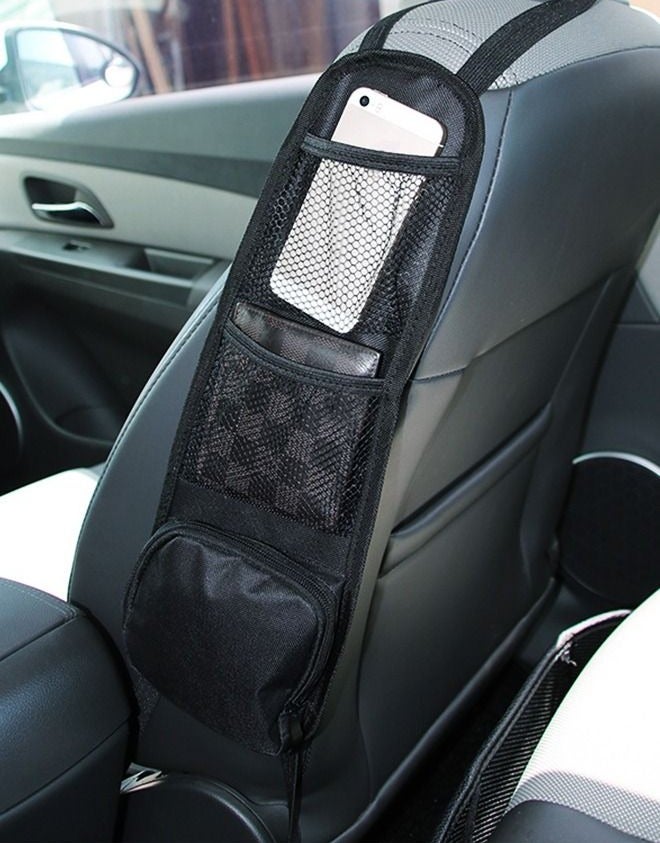 Car Seat Side Organizer, Auto Storage Hanging Bag,Stuff Holder with Mesh Pocket for Cars, SUV & Truck,Hanging Tissue Box Dispenser Bag,Vehicle-mounted Bag - Image 2