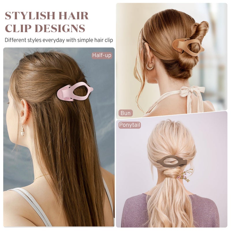 Gift4U Flat Hair Clips for Women, 8 Pack French Concord Claw Clips for Medium Curly Hair, Strong Hold No Slip Grip Hair Claw Clips,mother's day gifts, Neutral Colors D - Image 3