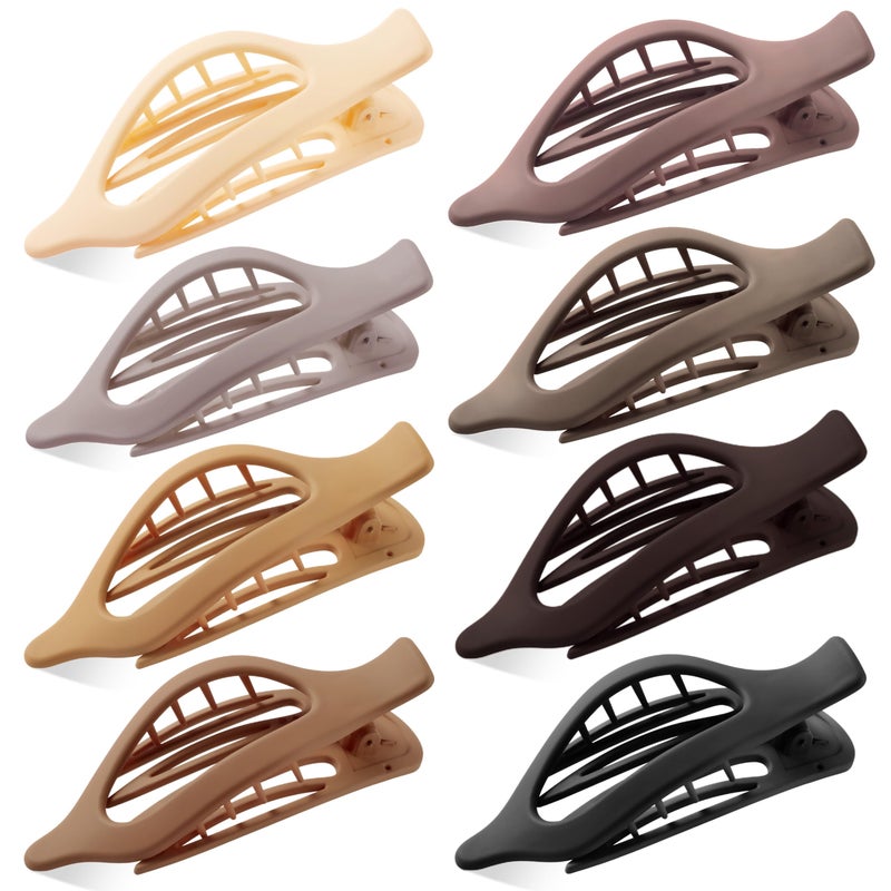 Gift4U Flat Hair Clips for Women, 8 Pack French Concord Claw Clips for Medium Curly Hair, Strong Hold No Slip Grip Hair Claw Clips,mother's day gifts, Neutral Colors D - Image 1