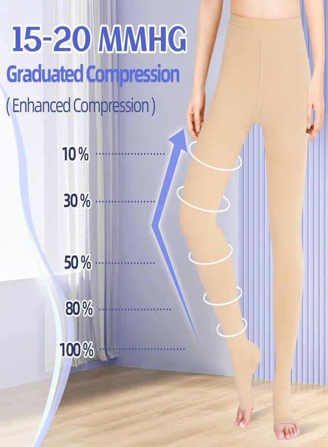 Athbavib 15-20 mmHg Compression Pantyhose for Women, Medical Compression Stockings, Open Toe Compression Leggings,Waist High Compression Tights for Edema, Varicose Veins, Swelling, Pregnant,Nurses, Athletes - Image 3