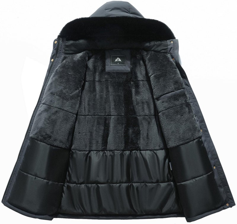 MOERDENG Women's Long Winter Down Coat Thicken Fleece Lined Parka Warm Puffer Jacket With Faux Fur Detachable Hood - Image 3