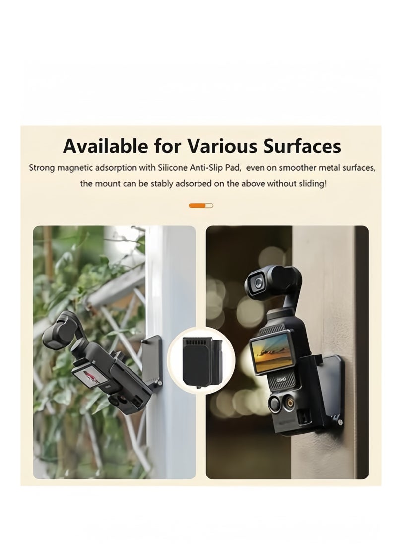 Sunnylife - Magnetic suction bracket,compatible with DJI Osmo Pocket 3, Pocket3 accessory expansion adapter magnetic suction shell base,for desktop,vertical surface use,adjustable - Image 1