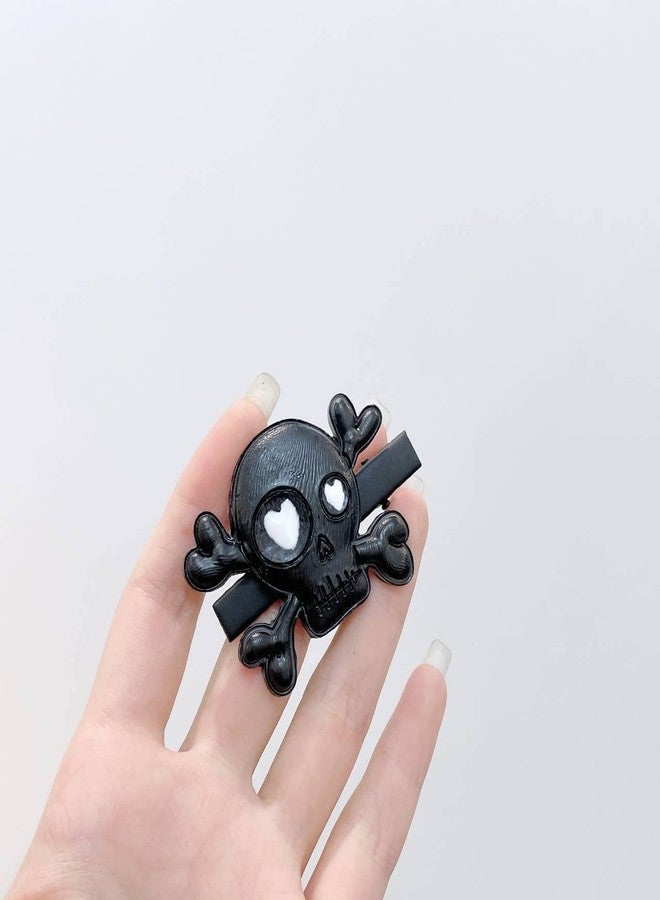 BBTDIN Halloween Skull Hair Clips Skeleton Hair Barrettes Clips Halloween Goth Hair Pin BHWH03 (White-Black) - Image 4