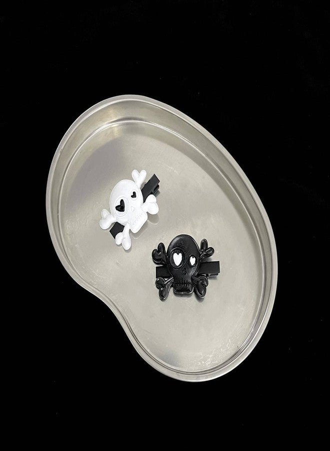BBTDIN Halloween Skull Hair Clips Skeleton Hair Barrettes Clips Halloween Goth Hair Pin BHWH03 (White-Black) - Image 3