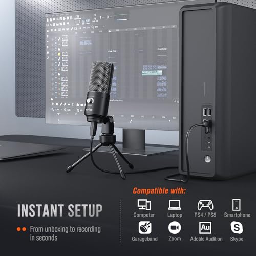 FIFINE USB Microphone, Metal Condenser Recording Microphone for MAC OS, Windows, Cardioid Laptop Mic for Recording Vocals, Voice Overs, Streaming, Meeting and YouTube Videos-K669B - Image 5