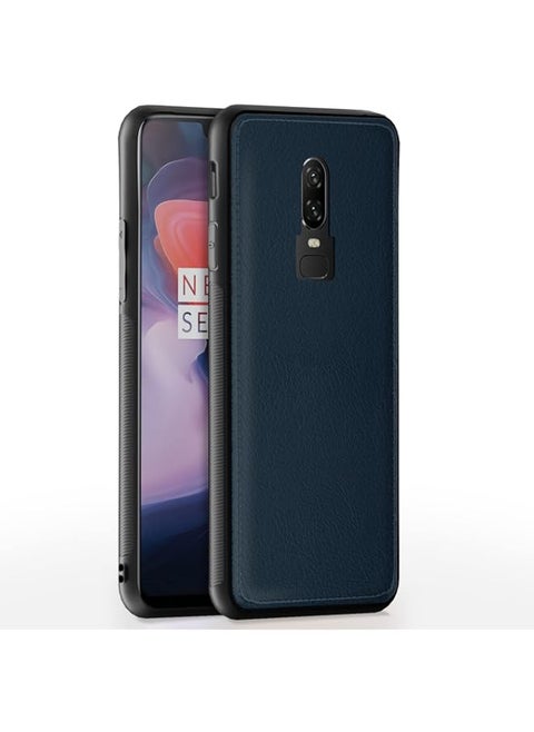 OnePlus 6 Back Cover | Flexible Pu Leather | Full Camera Protection | Raised Edges | Super Soft-Touch | Bumper Case for OnePlus 6 (Blue)