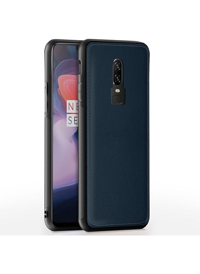 Generic - OnePlus 6 Back Cover | Flexible Pu Leather | Full Camera Protection | Raised Edges | Super Soft-Touch | Bumper Case for OnePlus 6 (Blue) - Image 1