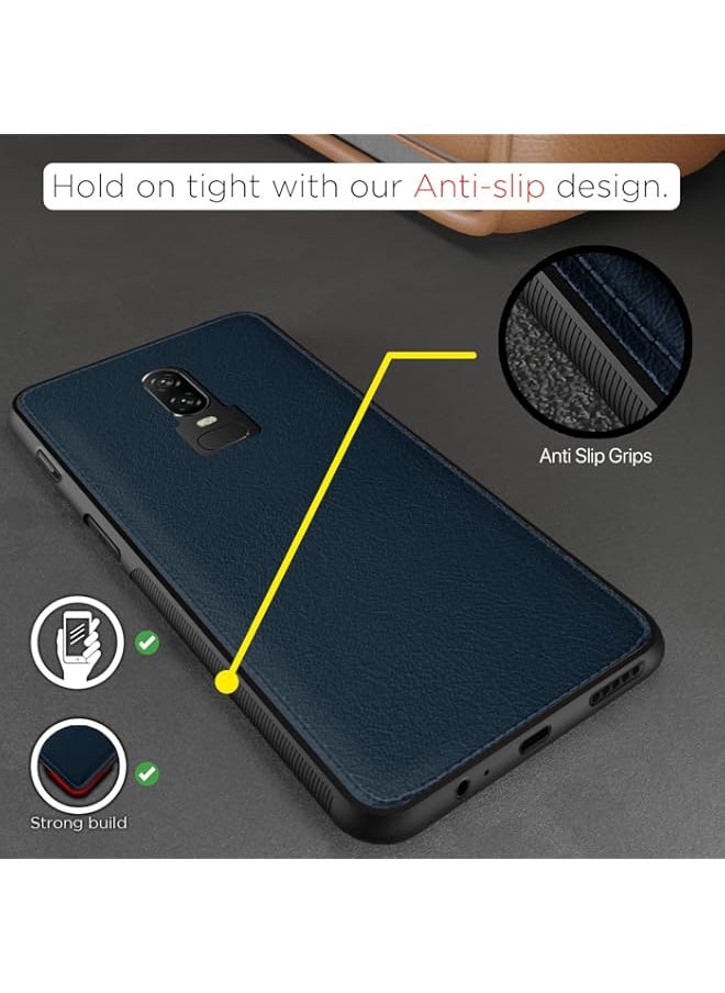 Generic - OnePlus 6 Back Cover | Flexible Pu Leather | Full Camera Protection | Raised Edges | Super Soft-Touch | Bumper Case for OnePlus 6 (Blue) - Image 1