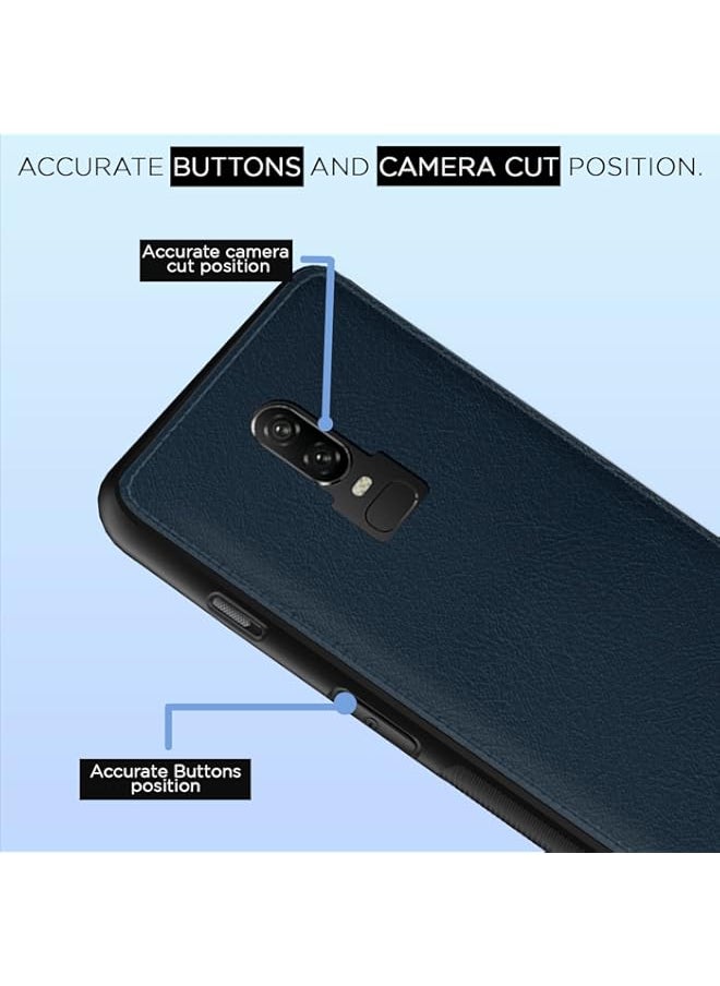 Generic - OnePlus 6 Back Cover | Flexible Pu Leather | Full Camera Protection | Raised Edges | Super Soft-Touch | Bumper Case for OnePlus 6 (Blue) - Image 1