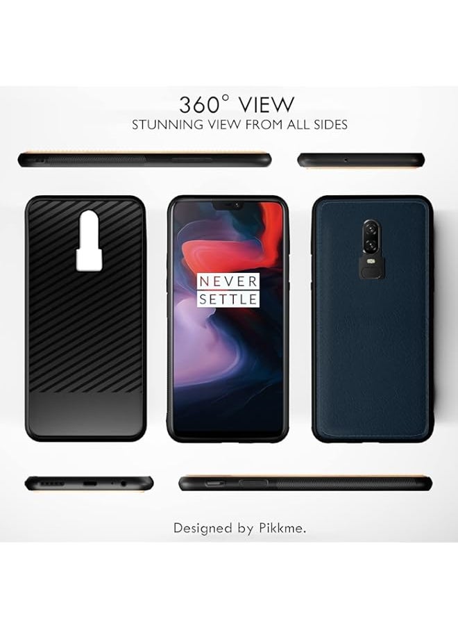 Generic - OnePlus 6 Back Cover | Flexible Pu Leather | Full Camera Protection | Raised Edges | Super Soft-Touch | Bumper Case for OnePlus 6 (Blue) - Image 1