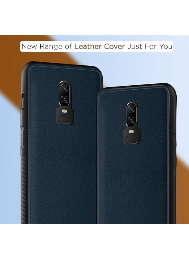 Generic - OnePlus 6 Back Cover | Flexible Pu Leather | Full Camera Protection | Raised Edges | Super Soft-Touch | Bumper Case for OnePlus 6 (Blue) - Image 1