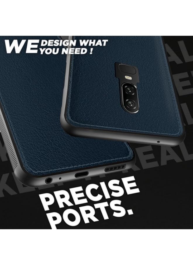 Generic - OnePlus 6 Back Cover | Flexible Pu Leather | Full Camera Protection | Raised Edges | Super Soft-Touch | Bumper Case for OnePlus 6 (Blue) - Image 1
