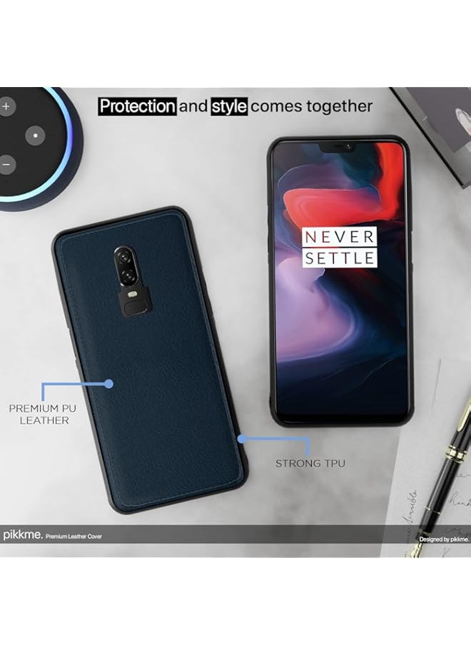 Generic - OnePlus 6 Back Cover | Flexible Pu Leather | Full Camera Protection | Raised Edges | Super Soft-Touch | Bumper Case for OnePlus 6 (Blue) - Image 1