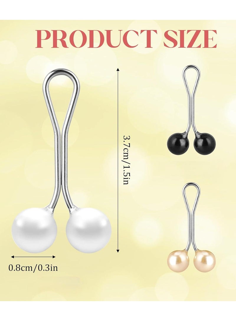 Fashion Hijab Pins,Muslim Women Faux Pearl Scarf Clips Pin-Less Scarf Clips ,Scarf Safety Pins,plastic Hijab U Clips,3 models 6 pcs for Women Muslim Scarf Clothing-black&white - Image 2