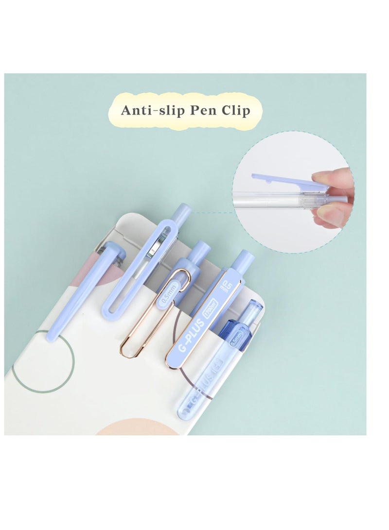 KASTWAVE 5 Pcs Retractable Gel Ink Pens, 0.5mm Fine Point Tip Pen,Lovely Kawaii Gel Ink Pens, Comfortable Smooth Writing Aesthetic Pens, Suitable for Home School Office Supplies (Blue) - Image 4