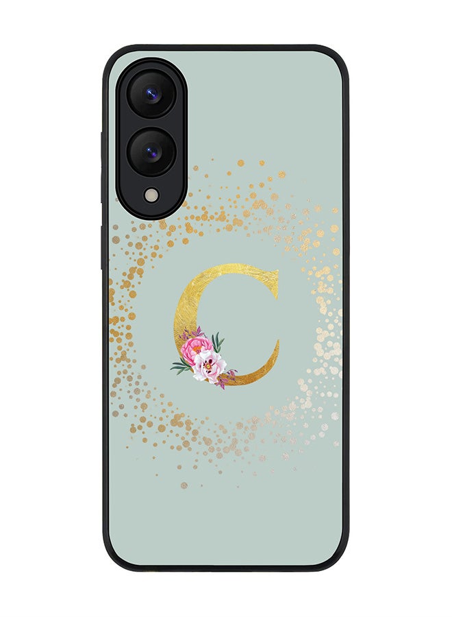 Stylizedd For Samsung Galaxy S25 Edge Case,Slim fit Camera Protection, Shockproof Thin Phone cover  - Custom Monogram Floral - C  (Light Grey )