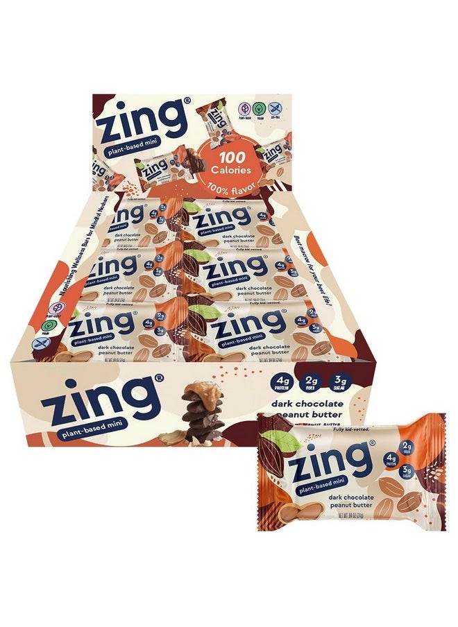 زينغ ألواح بروتين للأطفال من Zing Dark Chocolate Peanut Butter، خالية من الجلوتين، 100 سعر حراري، ألواح صغيرة عالية البروتين، ألواح غذائية نباتية، بروتين نباتي خالٍ من منتجات الألبان، كوشير، قليل السكر، خالٍ من الكحوليات السكرية - 18 قطعة  - Image 1