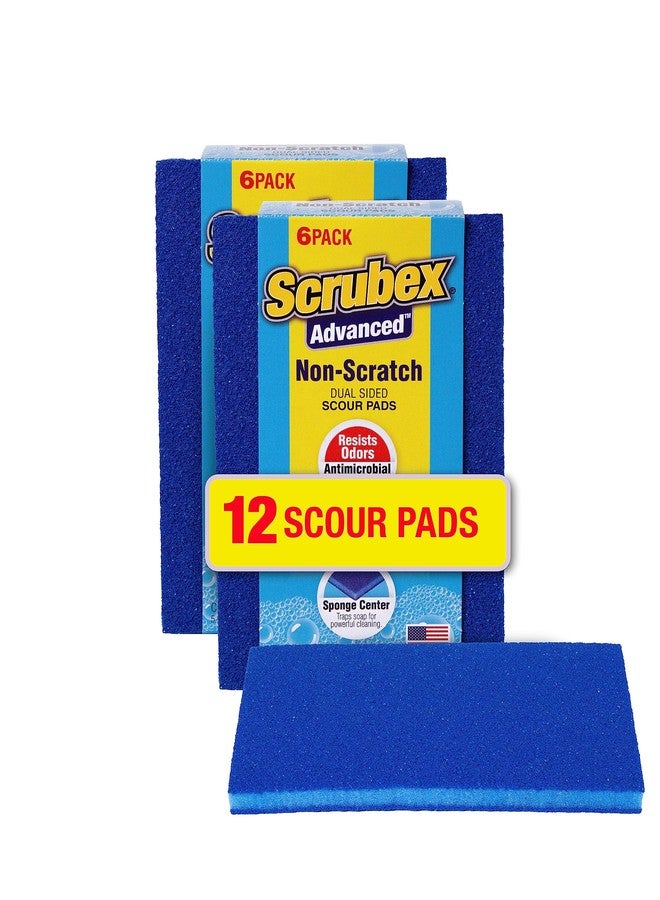 Scrubex وسادات تنظيف سكرابكس المقاومة للخدوش والروائح، متعددة الأغراض لتنظيف المطبخ والمنزل، آمنة لأواني الطهي غير اللاصقة (12 وسادة تنظيف) - Image 1