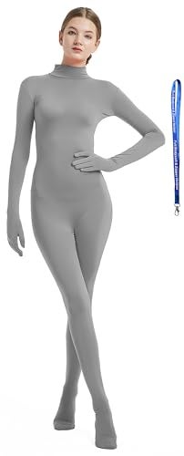 Full Bodysuit With Zipper Helper Womens Costume Without Hood Spandex Stretch Zentai Unitard Body Suit (Small, Grey) - Image 1