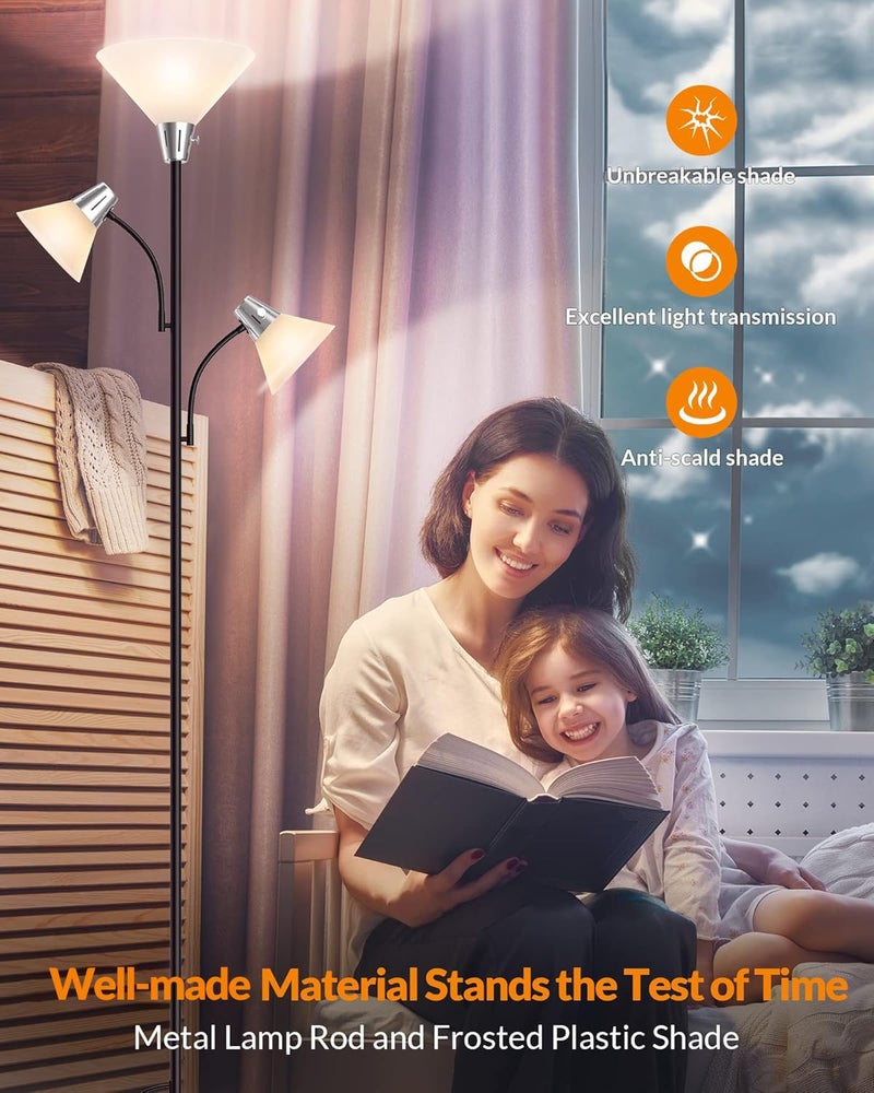 LEPOWER Floor Lamp, Standing Lamp with Replaceable 3000K Energy-Saving, Lamp for Living Room with Adjustable Reading Lights, Modern Bright Floor Lamp for Bedroom, Living Room, Office - Image 5