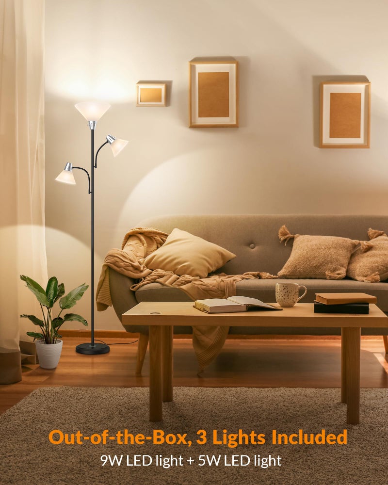 LEPOWER Floor Lamp, Standing Lamp with Replaceable 3000K Energy-Saving, Lamp for Living Room with Adjustable Reading Lights, Modern Bright Floor Lamp for Bedroom, Living Room, Office - Image 3