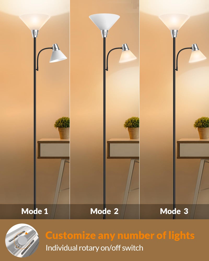 LEPOWER Floor Lamp, Standing Lamp with Replaceable 3000K Energy-Saving, Lamp for Living Room with Adjustable Reading Lights, Modern Bright Floor Lamp for Bedroom, Living Room, Office - Image 4