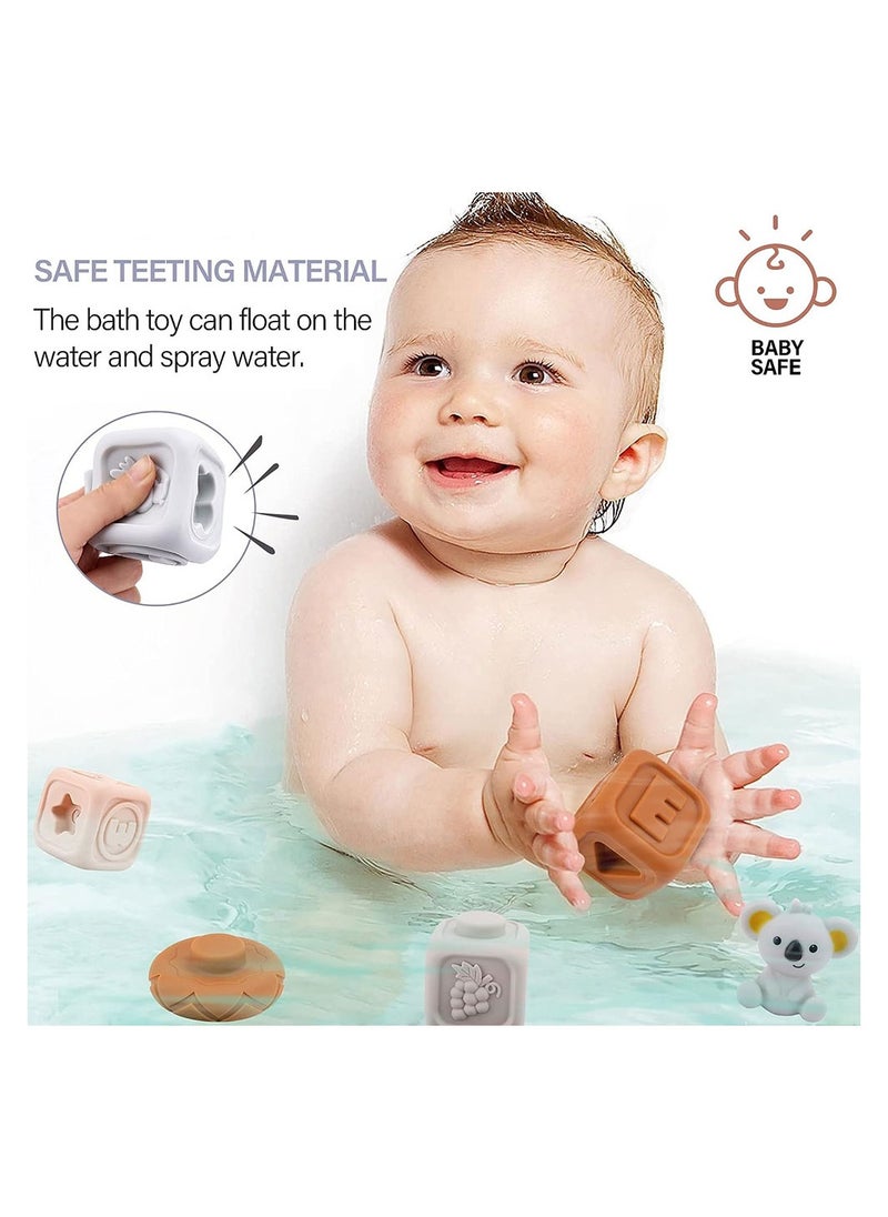 Cool Baby COOLBABY Toddlers Montessori Sensory Toys Infant Baby Stacking and Nesting Soft Building Blocks Baby Chewing Squeeze Toy Learning Educational Bath Toy  - Image 5