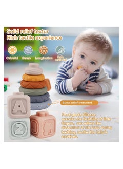 Cool Baby COOLBABY Toddlers Montessori Sensory Toys Infant Baby Stacking and Nesting Soft Building Blocks Baby Chewing Squeeze Toy Learning Educational Bath Toy  - Image 3