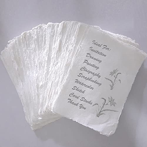 Etailor E-Tailor Handmade Cotton Deckle Edge Paper Loose Leaf Sheets 130 GSM Ivory White (Pack of 1-A4 (8.3 x 11.7)-50-Sheets) - Image 2