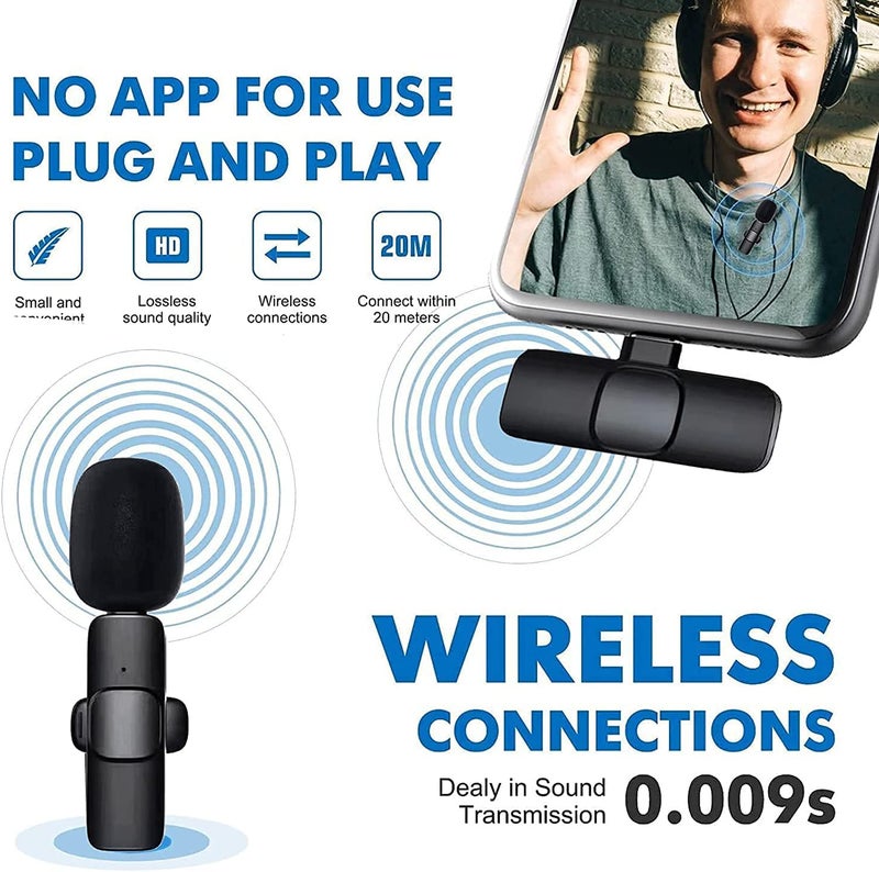 Careflection Wireless Clip Mic, Wireless Lavalier Microphones, Clip-on Microphone(Aisizo, for Smartphone, Laptop, Video Recording YouTube Live Stream (K8 Microphone Both) - Image 5