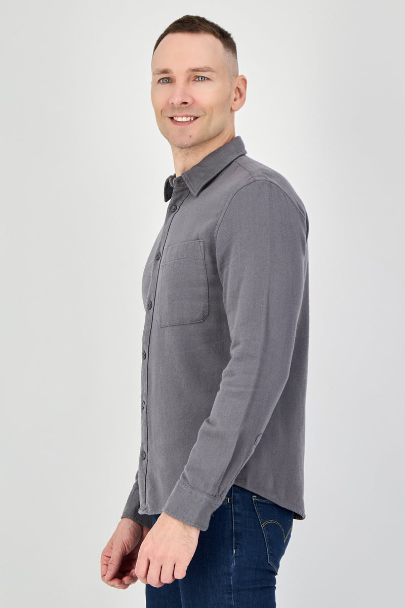 Celio Men Regular Fit Solid Long Sleeve Casual Shirt, Dark GGrey - Image 2
