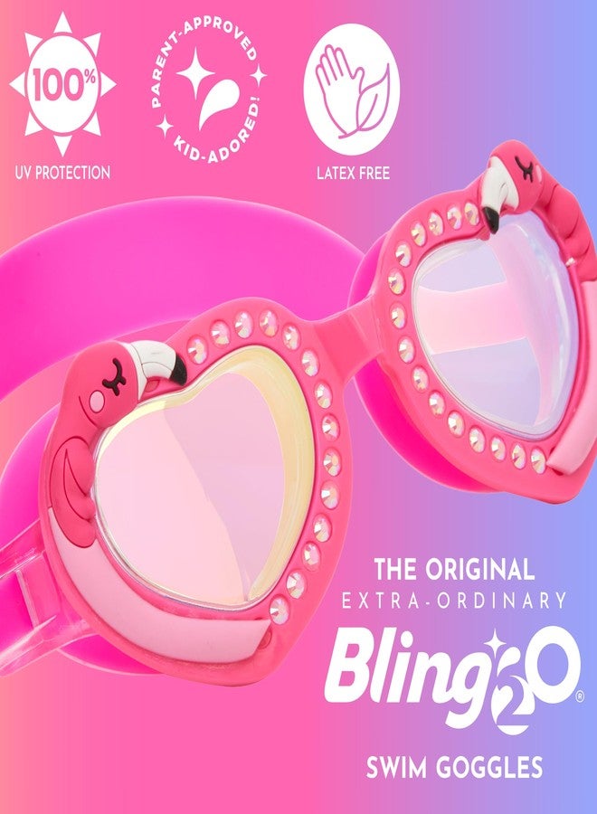 Bling 2O Bling2o Girl's Flock of Fab Swim Goggles (Little Kids/Big Kids) Pink Feather One Size - Image 3