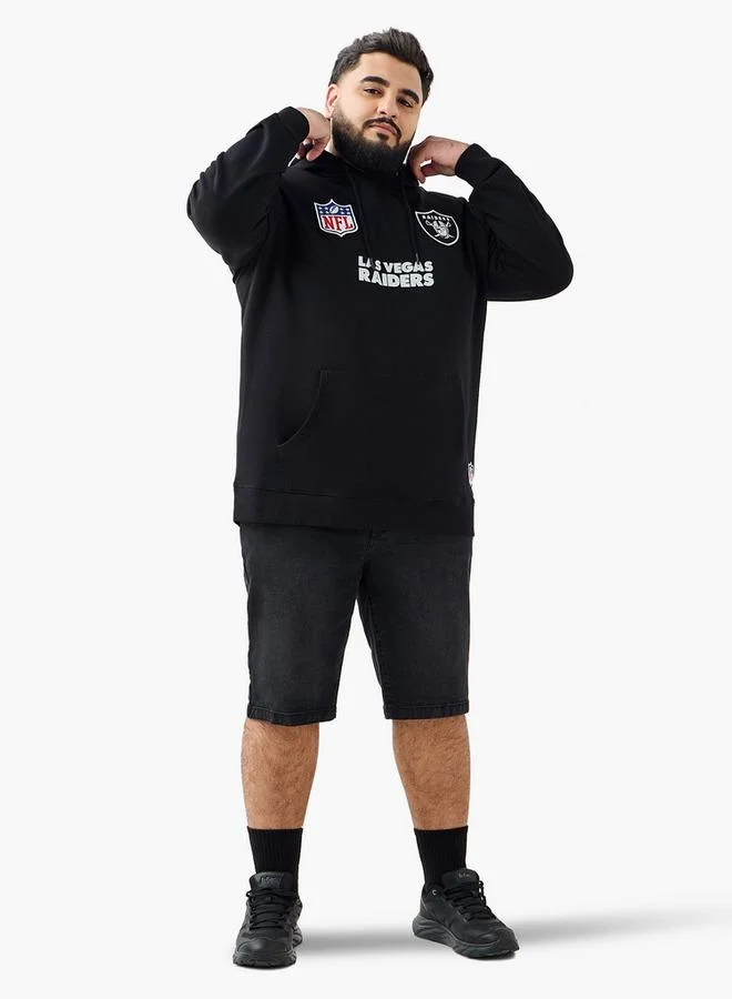 سبلاش فيڤ سويت شيرت بغطاء رأس مطبوع عليه شعار فريق لاس فيغاس رايدرز للرجال من القطن