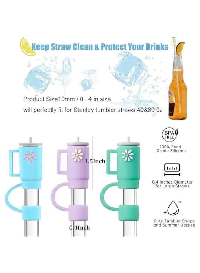 HOOKOR 6Pcs Straw Cover Cap for Stanley Cup ，Silicone Straw Topper Compatible with Stanley 30&40 Oz Tumbler Drinking Straw Tip Covers Cups Accessories Protectors Plugs (Mini Cup) - Image 2