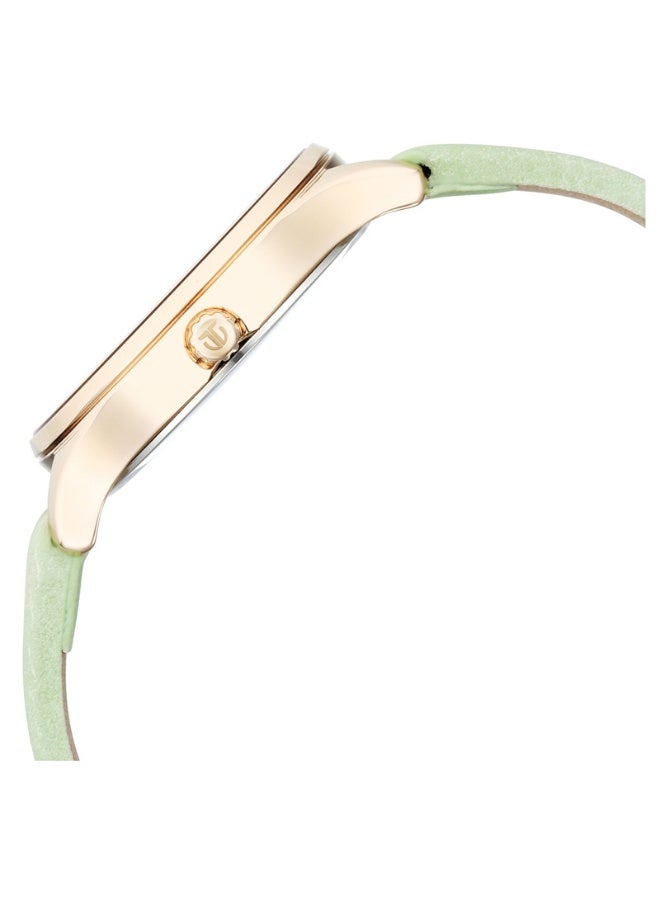 TITAN Pastel Dreams Women's Watch 2670WL04 – White Mother of Pearl Dial, Green Leather Strap, Quartz Movement - Image 3