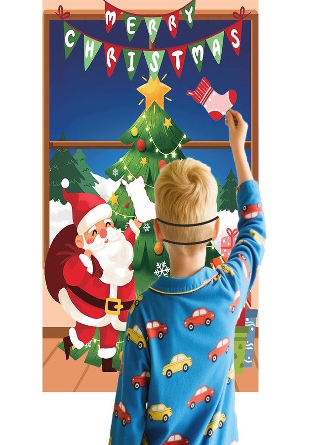 Roscid Christmas Games Pin the Christmas Stockings on the Xmas Tree 48 Stickers 2 Blindfolds Mas Party Games Holiday Decorations Santa Themed Activity Pin Game New Year Decor School Classroom Office Travel - Image 3