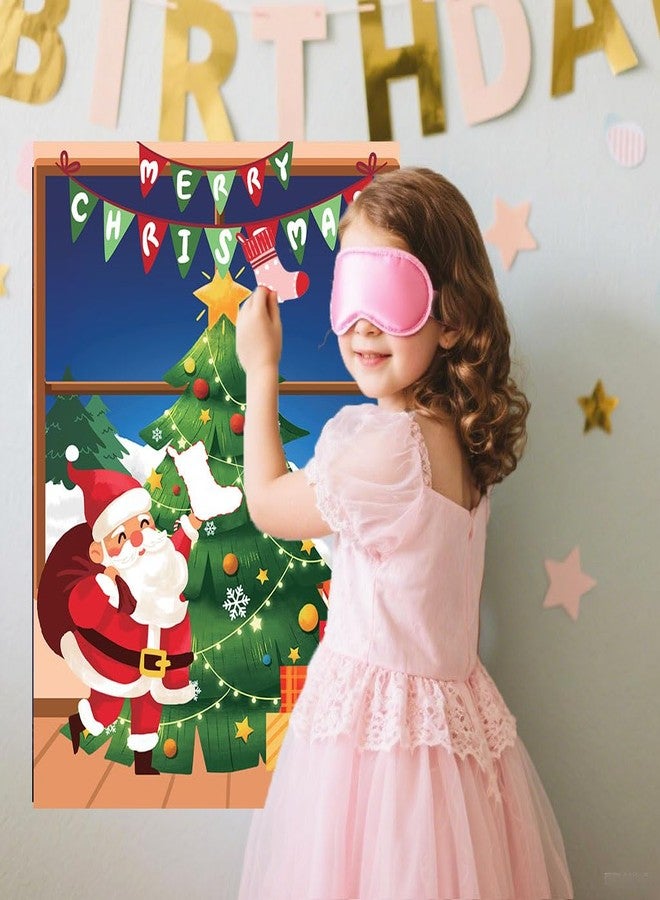 Roscid Christmas Games Pin the Christmas Stockings on the Xmas Tree 48 Stickers 2 Blindfolds Mas Party Games Holiday Decorations Santa Themed Activity Pin Game New Year Decor School Classroom Office Travel - Image 4
